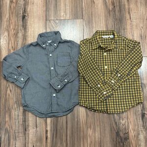 Bundle Lot Janie and Jack Sz 2T Flannels Button Up Down Shirts Yellow Stripes